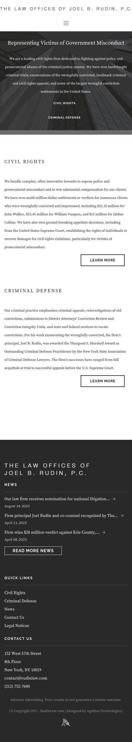 Law Offices of Joel B. Rudin - New York NY Lawyers