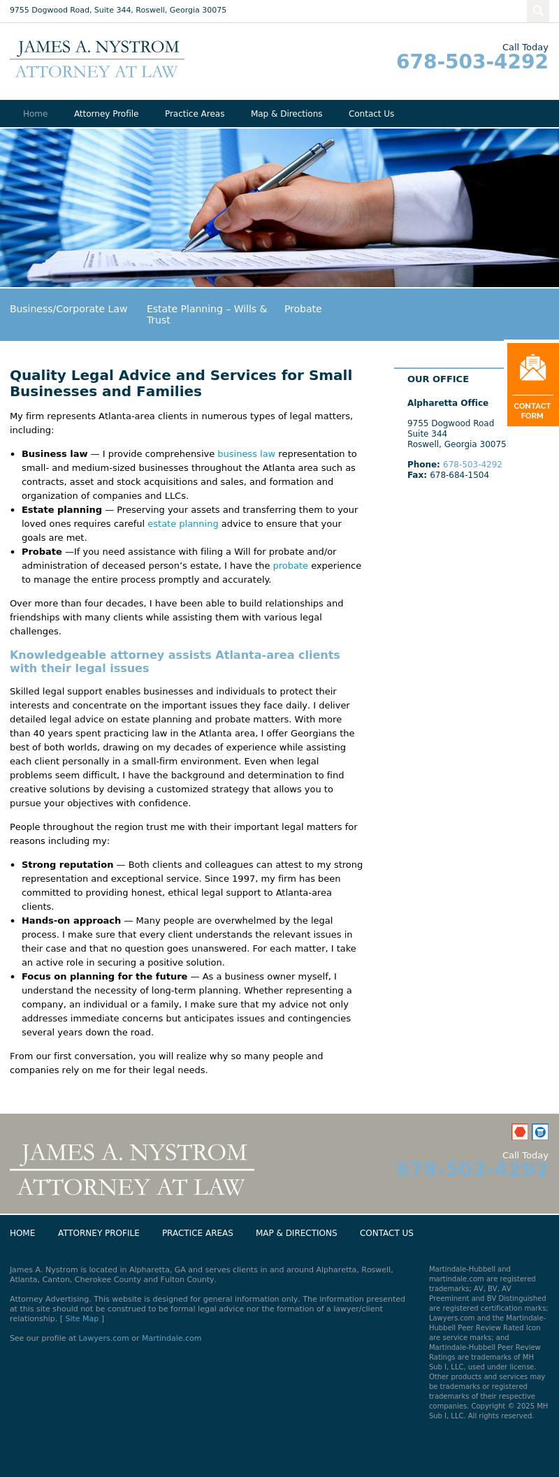 James A. Nystrom, Attorney at Law - Alpharetta GA Lawyers