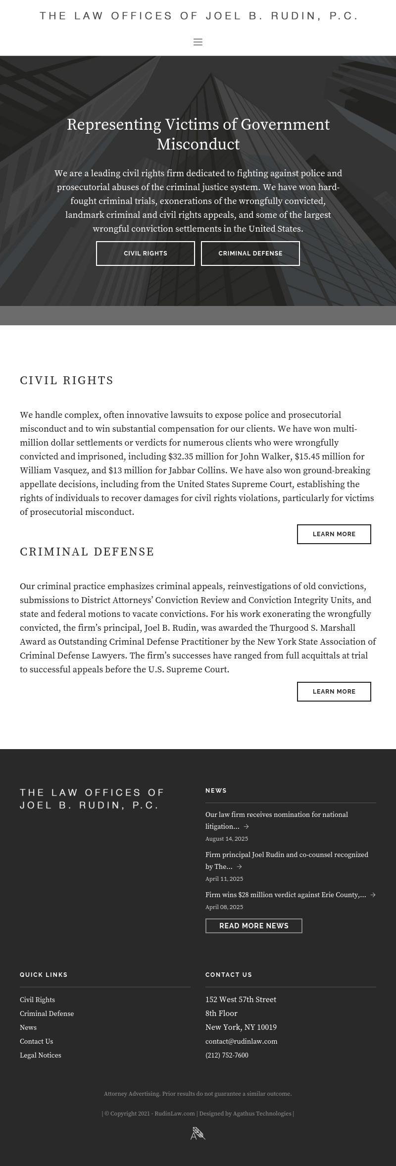 Law Offices of Joel B. Rudin - New York NY Lawyers