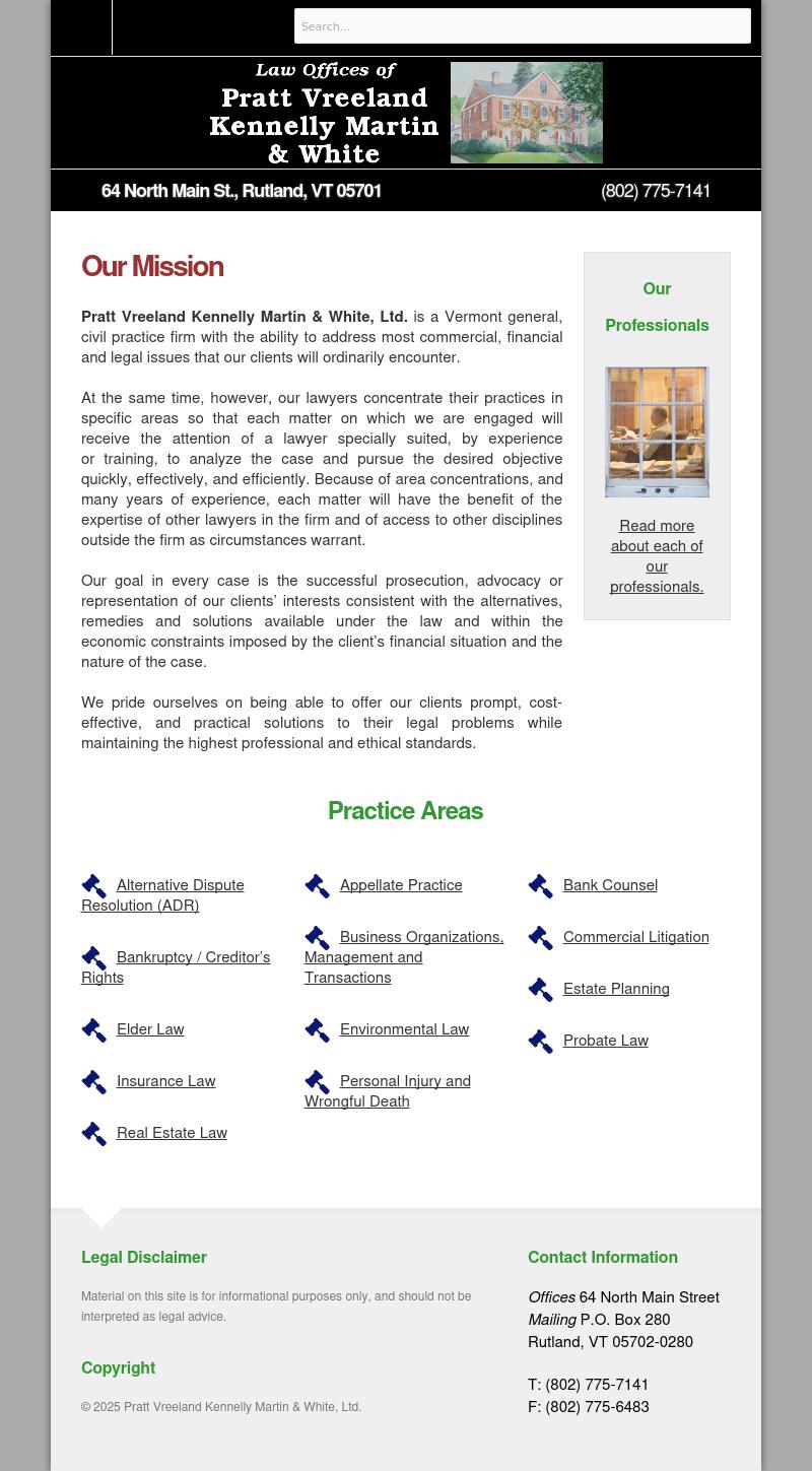 Pratt, Vreeland, Kennelly, Martin & White, LTD. - Rutland VT Lawyers