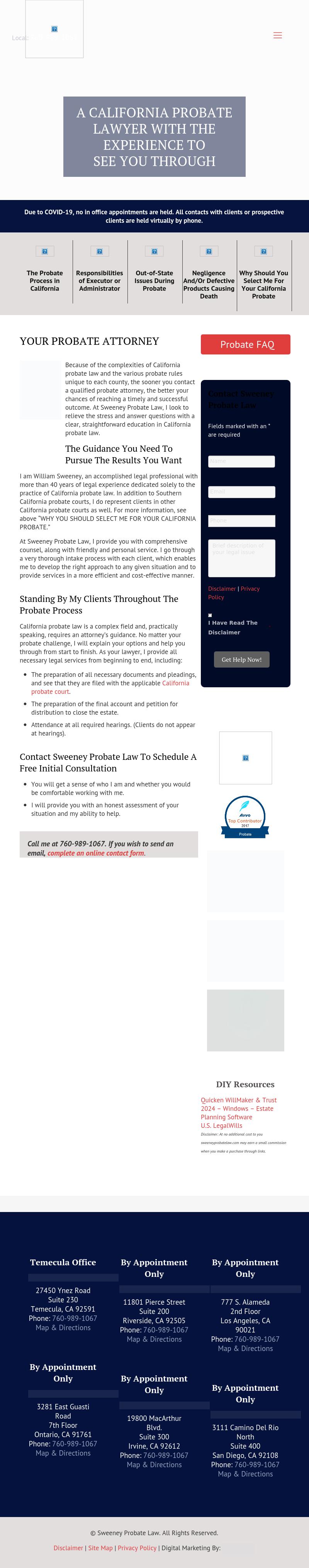 Sweeney Probate Law - Hemet CA Lawyers