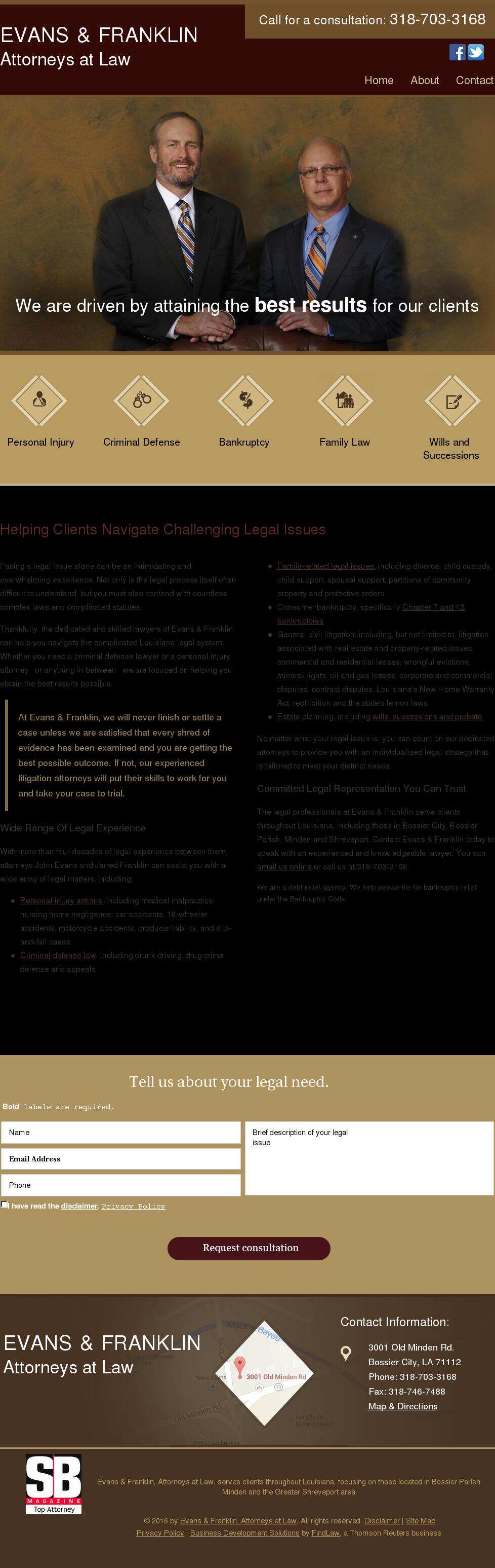 Evans & Franklin, Attorneys at Law - Bossier City LA Lawyers