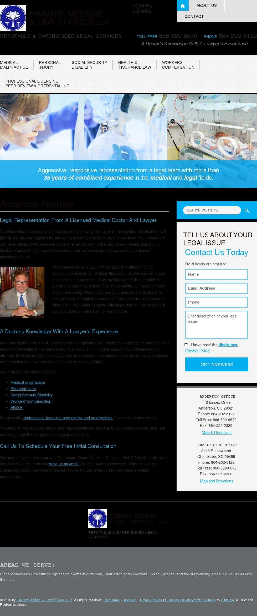 Hinnant Medical & Law Offices, LLC - Anderson SC Lawyers
