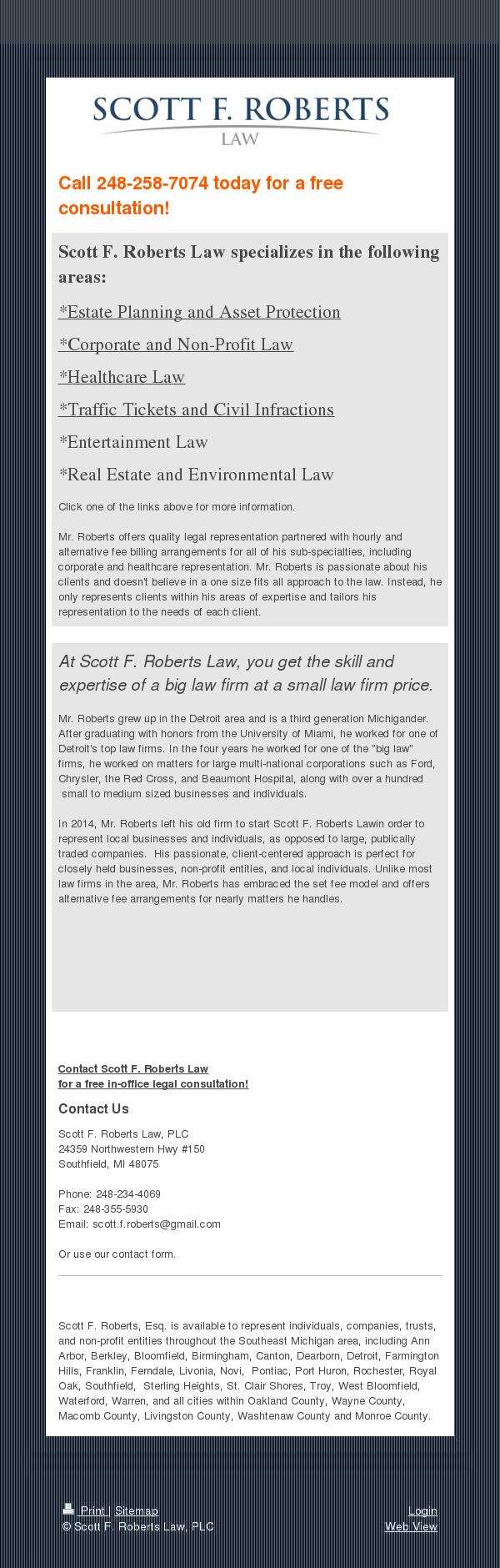 Scott F. Roberts Law, PLC - Birmingham MI Lawyers