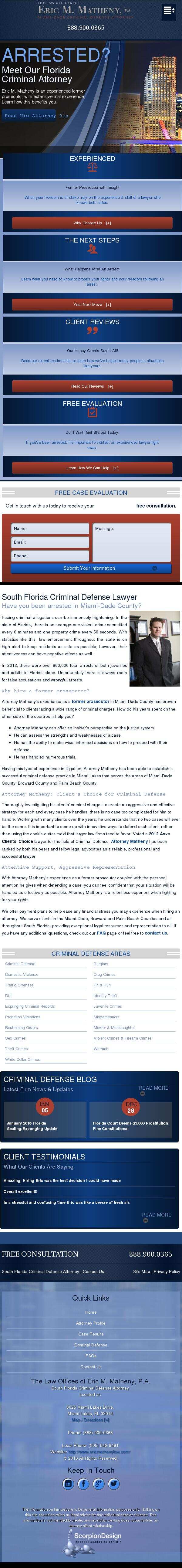 The Law Offices of Eric M. Matheny, P.A. - Miami Lakes FL Lawyers
