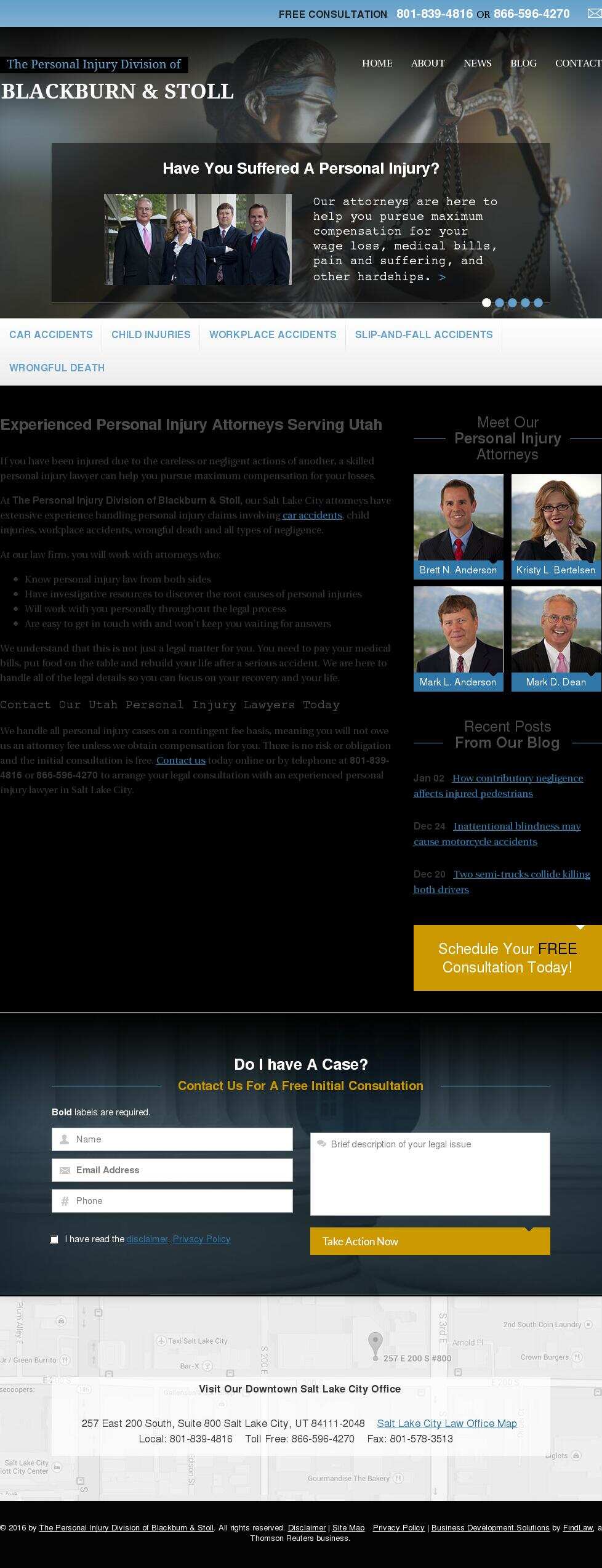 The Personal Injury Division of Blackburn & Stoll - Salt Lake City UT Lawyers