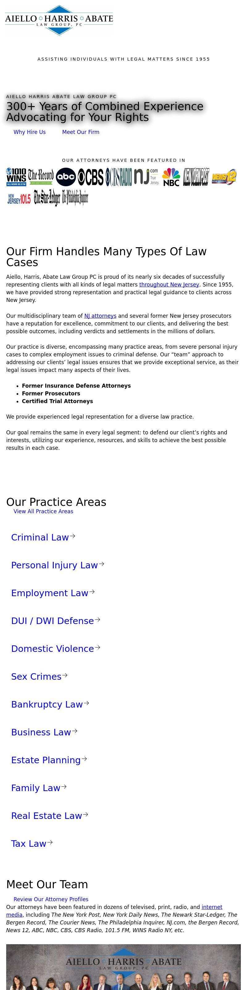 Aiello, Harris, Marth, Tunnero, Pastor & Schiffman, PC Attorneys At Law - Newark NJ Lawyers